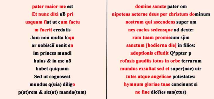 Texto em latim das duas primeiras p�ginas